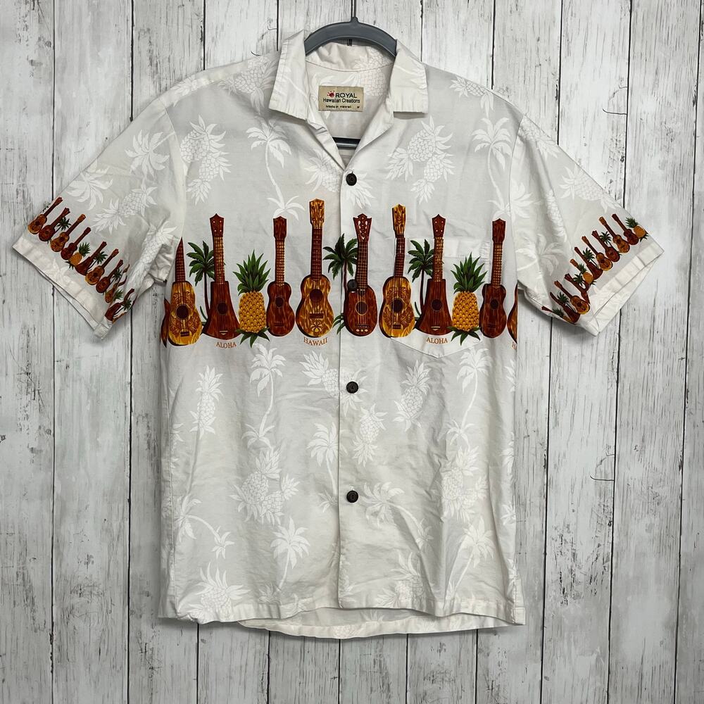 Royal Hawaiian Creations Short Sleeve Button Down Lightweight Guitar Shirt Med